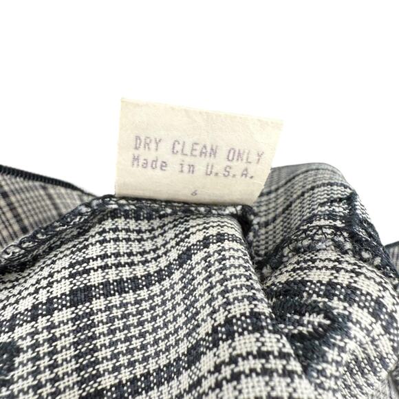 Vintage 1990s Tabloid Plaid Office Siren Square Neck Embroidered Mini Dress Sz 6 - Picture 6 of 10